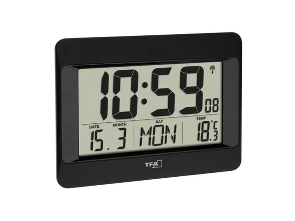 TFA-Dostmann 60.4519.01, Digital vekkerklokke, Rektangel, Sort, Plast, 12/24h, -10 - 50 °C