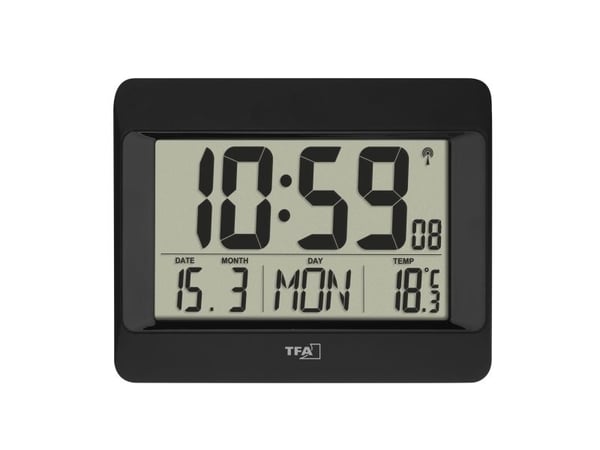 TFA-Dostmann 60.4519.01, Digital vekkerklokke, Rektangel, Sort, Plast, 12/24h, -10 - 50 °C