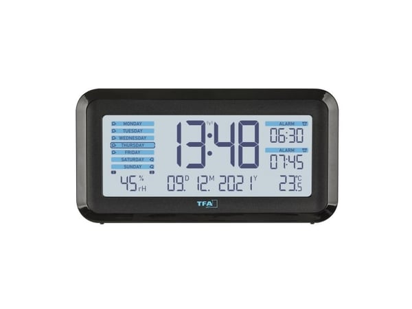 TFA-Dostmann Boxx2, Digital vekkerklokke, Rektangel, Sort, Plast, 12/24h, 0 - 50 °C