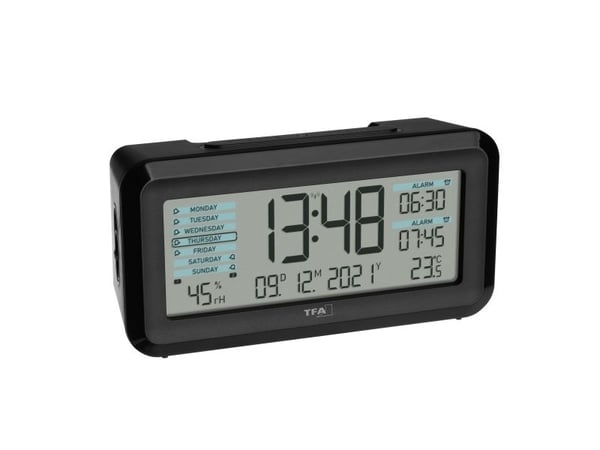 TFA-Dostmann Boxx2, Digital vekkerklokke, Rektangel, Sort, Plast, 12/24h, 0 - 50 °C