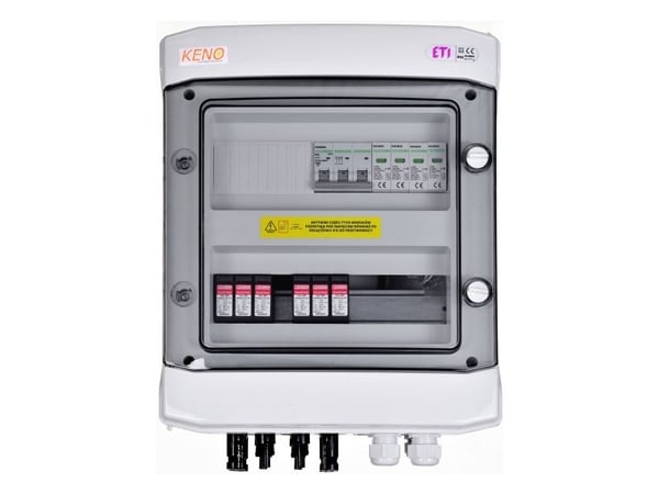 Keno tilkoblingsboks med overspenningsbegrensning DC + AC, 1000V type 2, 2x PV-kjede, 2x MPPT // AC-overspenningsavleder type SH-98 DCAC