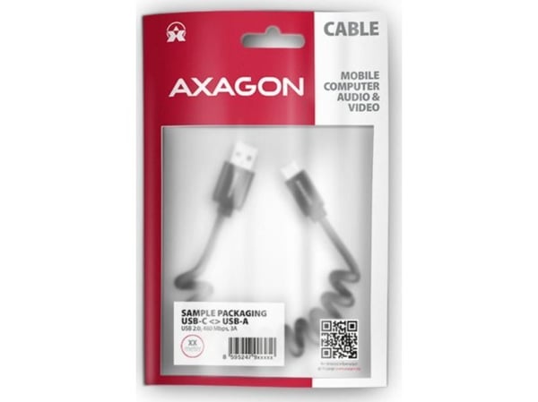 AXAGON BUCM-AM10TB - USB-kabel - USB-C (hann) til USB (hann) - USB 2.0 - 3 A - vridd - svart