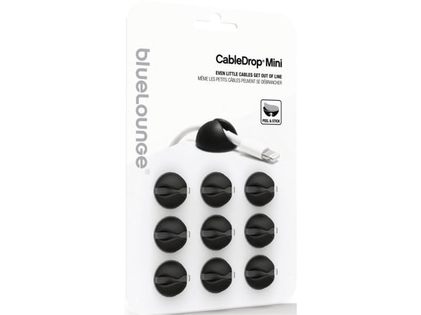 Bluelounge CableDrop Mini - Kabelklemme - svart (en pakke 9)