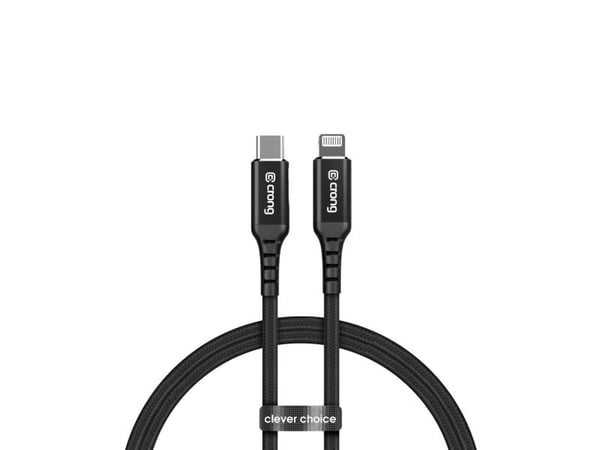 Crong CRG-AL15USCL-BLK, 1,5 m, Lightning, USB C, Hankjønn, Hankjønn, Aluminium, Sort