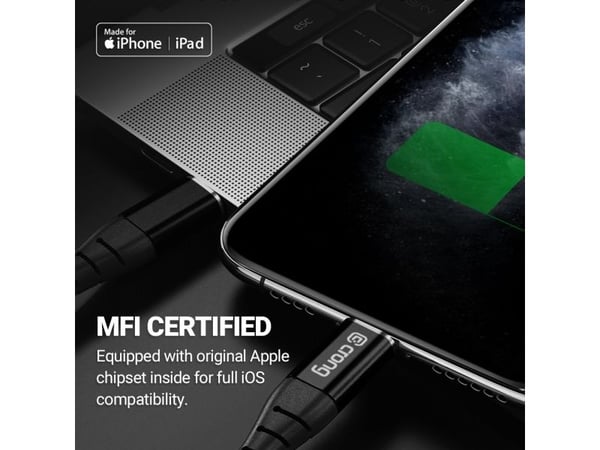 Crong CRG-AL15USCL-BLK, 1,5 m, Lightning, USB C, Hankjønn, Hankjønn, Aluminium, Sort