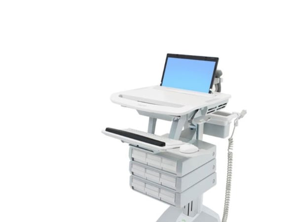 Ergotron StyleView - Vogn - åpen arkitektur - for notebook / tastatur / mus - medisinsk - aluminium, forsinket stål, kvalitetsplast - grå, hvit, po...