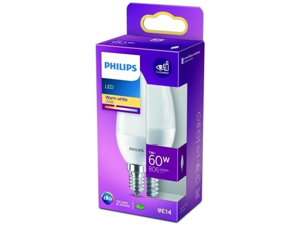 Philips Mignon og Lustre, 7 W, 60 W, E14, 806 lm, 15000 timer, Varm hvit