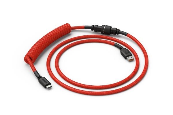 Glorious PC Gaming Race Coiled, Röd, 1,37 m, Glorious PC Gaming Race, 1 styck, Coiled, Flätad, USB Type-A, USB Type-C
