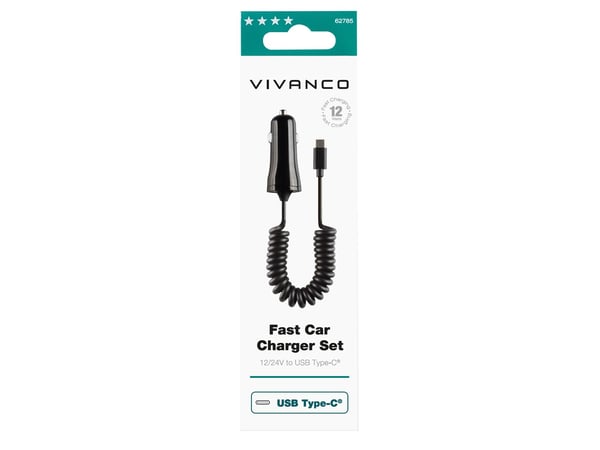 Vivanco Fast Car Charger Set, Automatisk, Cigartenner/lighter, 5 V, 1 m, Sort