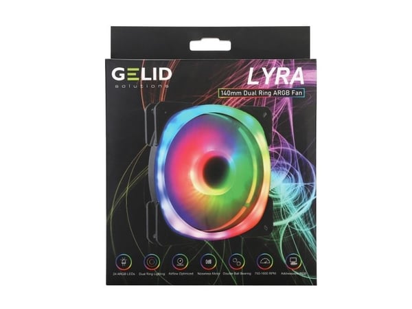 Gelid Solutions Lyra, tuuletin, 14 cm, 70 kuutiometriä/min, musta