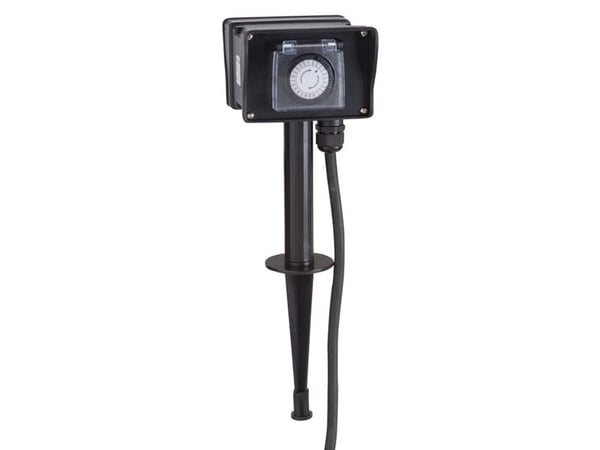 GRIPO havespyd med 2 udtag og timer IP44 - 2071226