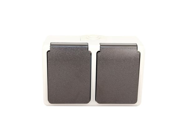 GRIPO stikkontakt dobbelt IP54 vandret - 2107884