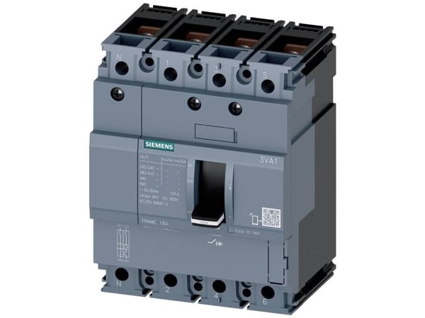 Siemens 3VA1180-6ED42-0AA0 Strömbrytare 1 st Inställningsområde (ström): 80 - 80 A Kopplingsspänning (max.): 690 V/AC (B x H x D) 101,6 x 130 x 70 mm