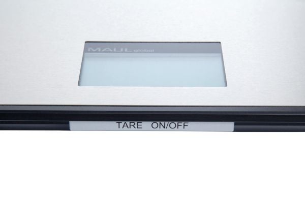 MAULglobal pakkevage, bæreevne: 25 kg, sort - veieflate med rustfritt stål, LCD-display, ett-knapps (17125-90)