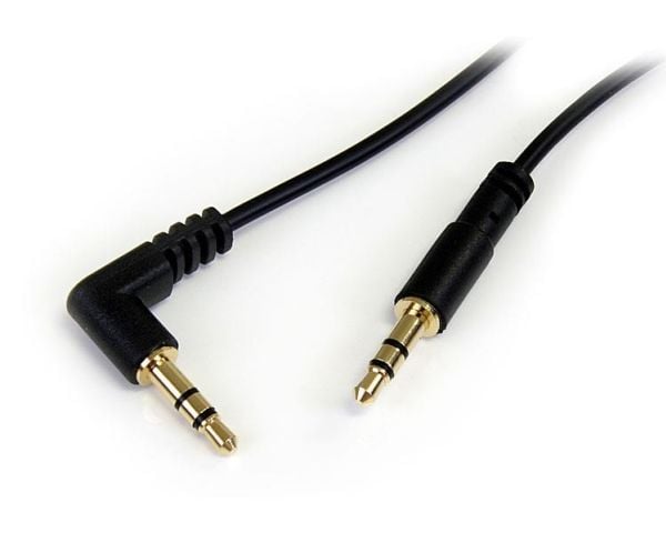 StarTech.com 3 ft. (0,9 m) 3,5 mm äänikaapeli - 3,5 mm ohut äänikaapeli - Oikea kulma - uros/uros - Aux-kaapeli (MU3MMSRA) - Äänikaapeli - stereo-m...