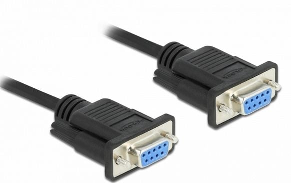 Delock - Null modem-kabel - DB-9 (hunn) til DB-9 (hunn) - 10 m - tommelskruer - svart