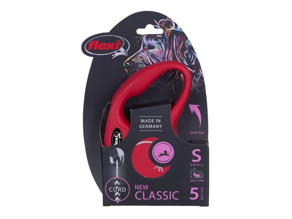 flexi New Classic snor S, 5M, 12KG, rød