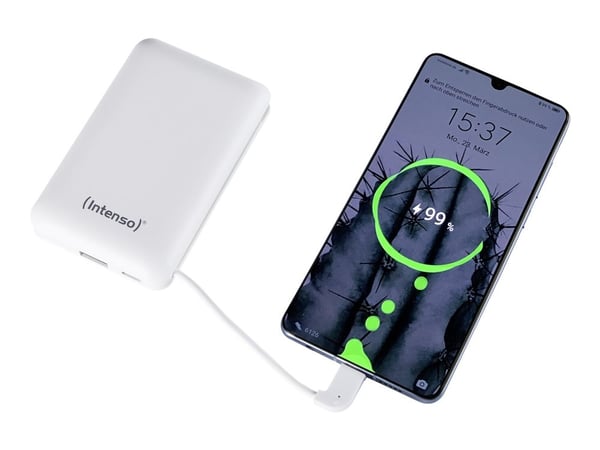 Intenso Powerbank XC10000 - Powerbank - 10000 mAh - 3 A - 2 lähtöliitäntää (USB, USB-C) - valkoinen