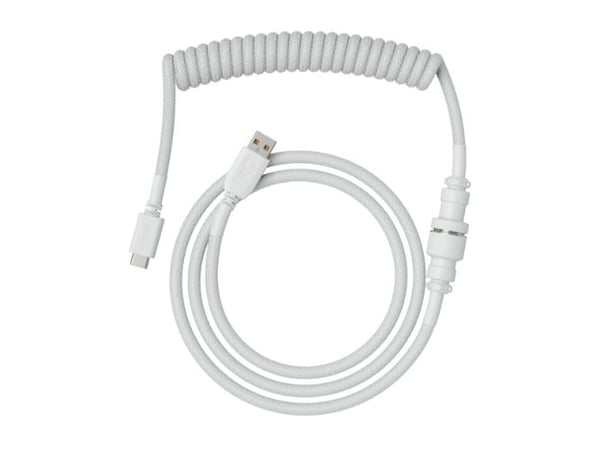 Glorious PC Gaming Race USB 2.0 cable 4.5ft total length 6 coiled section USB-C to USB-A adaptor 5-pin aviator connector Double-braided, Hvit, 1,37...