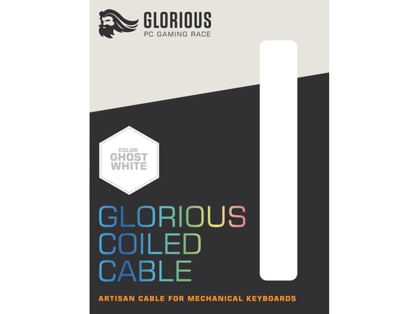 Glorious PC Gaming Race USB 2.0 cable 4.5ft total length 6 coiled section USB-C to USB-A adaptor 5-pin aviator connector Double-braided, Hvit, 1,37...