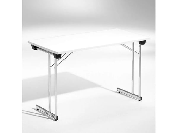 Konferencebord Kongress, Hvid 1200x600 mm, Krom understel