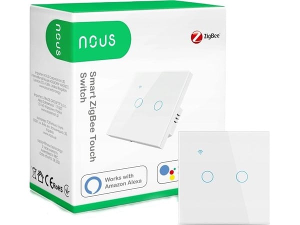 NOUS LZ2 2-tie seinäkytkin ZigBee 2x 200W / smart touch / ZigBee3.0