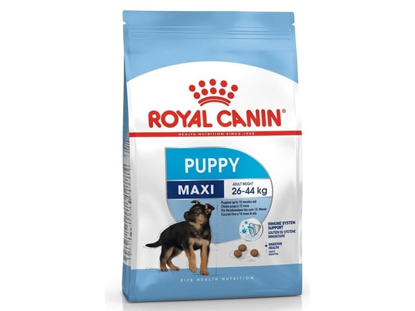 Royal Canin Maxi Puppy, Pentu, siipikarja, riisi, 4 kg, Maxi (26 - 44 kg), A-vitamiini, B1-vitamiini, B12-vitamiini, B2-vitamiini, B3-vitamiini, B5...