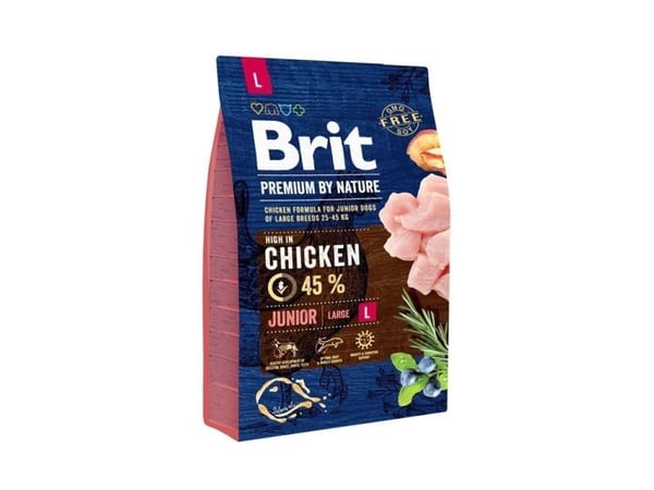 Brit Premium by Nature Junior L, Valp, Kyckling, 15 kg, Maxi (26 - 44 kg), Vitamin A,Vitamin D3,Vitamin E, Allmän hälsa