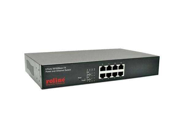 ROLINE PoE Fast Ethernet Switch, 130 W, 8 Ports aaa, 10,100 Mbit/s, Cat. 5 UTP/STP, IEEE 802.3, IEEE 802.3af, IEEE 802.3u, IEEE 802.3x, Sort, 15,4 ...