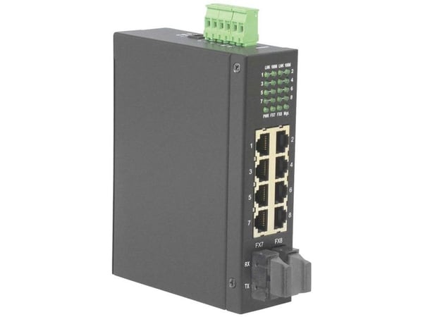 ROLINE Industrial Switch, 6x RJ-45, 2x SC, unmanaged, Full tosidig