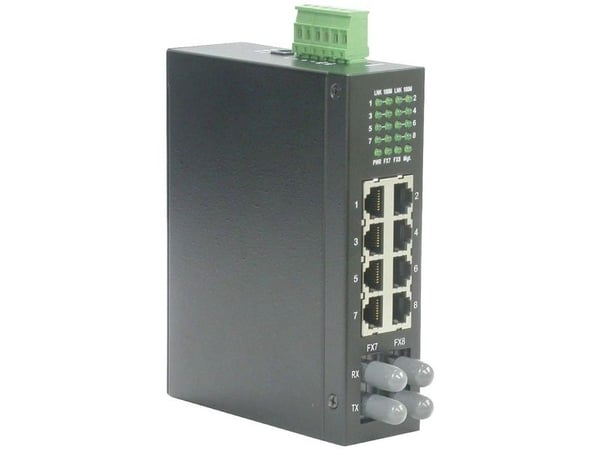 ROLINE Industrial Switch, 6x RJ-45, 2x ST, unmanaged, Full tosidig