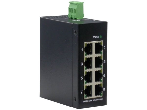 ROLINE Industrial Switch, 8x RJ-45, unmanaged, Full tosidig