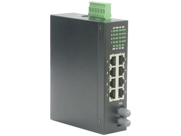 ROLINE Industrial Switch, 7x RJ-45, 1x ST, unmanaged, Full tosidig