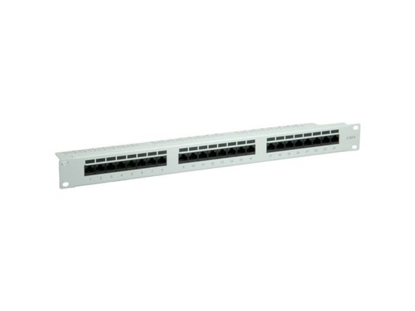 Value Cat.6/Class E 19" Patch Panel, 24 Ports, UTP light grey, Grå