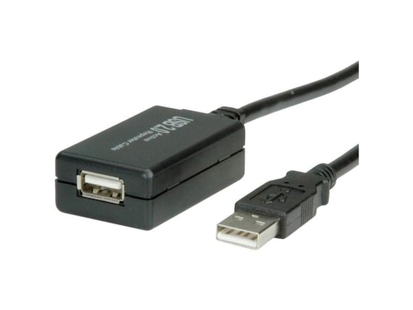 Value USB A/USB A M/F 12m, 12 m, USB A, USB A, USB 2.0, Hankjønn/hunkjønn, Sort
