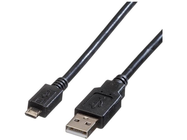 Roline USB-kaapeli USB 2.0 USB-A uros, USB-mikro-B uros 0,80 m Musta Suojattu 11.02.8754