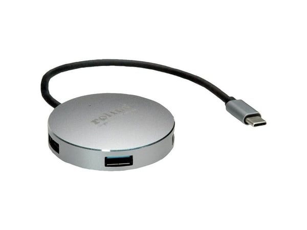 ROLINE 14.02.5036, USB 3.2 Gen 1 (3.1 Gen 1) Type-C, USB 3.2 Gen 1 (3.1 Gen 1) Type-C, 5000 Mbit/s, musta, ruostumaton teräs, alumiini, 60 mm