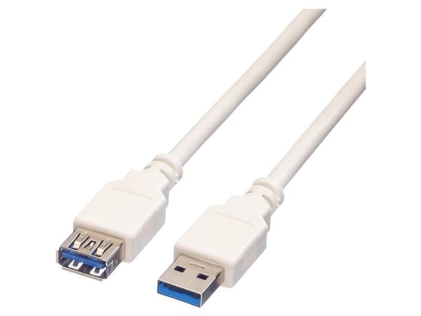 Value 0.8m USB 3.0, 0,8 m, USB A, USB B, USB 3.2 Gen 1 (3.1 Gen 1), Hankjønn/hunkjønn, Grå