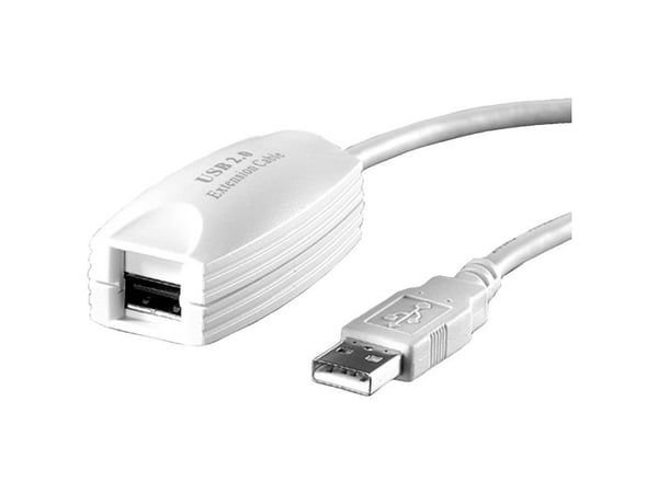 Value USB A/USB A M/F 5m, 5 m, USB A, USB A, USB 2.0, Hankjønn/hankjønn, Hvit