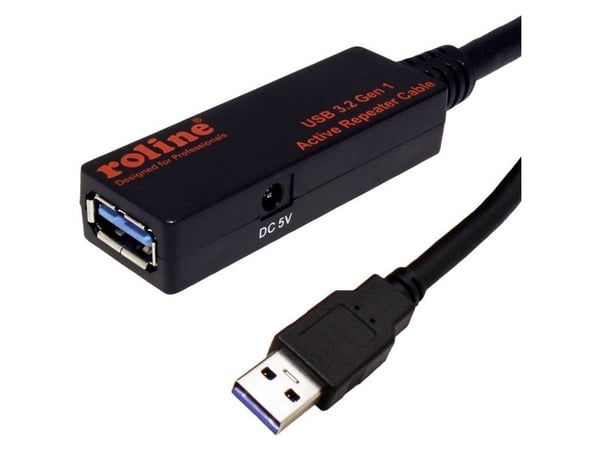 ROLINE 12.04.1071, 15 m, USB A, USB A, USB 3.2 Gen 1 (3.1 Gen 1), 5 Gbit/sek., Sort