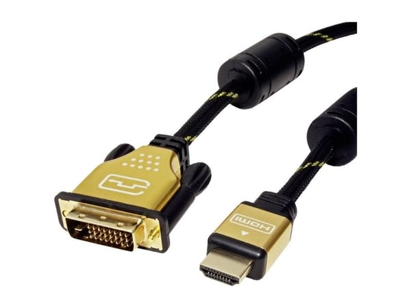 ROLINE 11.04.5890, 1 m, HDMI, DVI, Hankjønn, Hankjønn, Gull