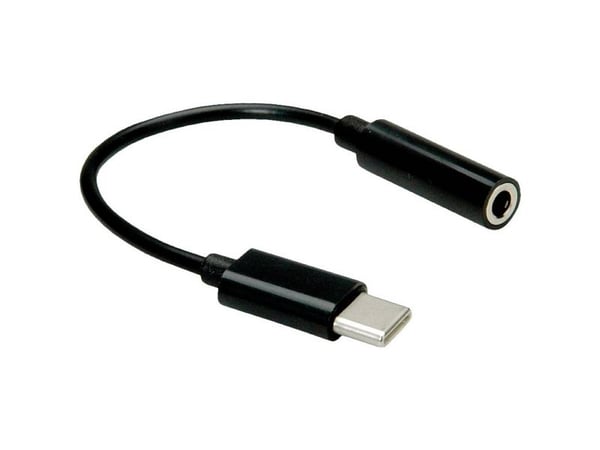 Value 12.99.3214, 3.5mm, Hunkjønn, USB, Hankjønn, 0,13 m, Sort