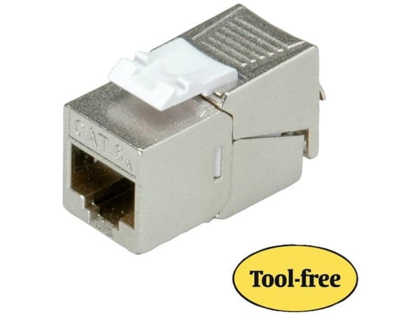 ROLINE Keystone Jack, Cat.6a, RJ-45, shielded, toolless, SLIM, silver, Sølv