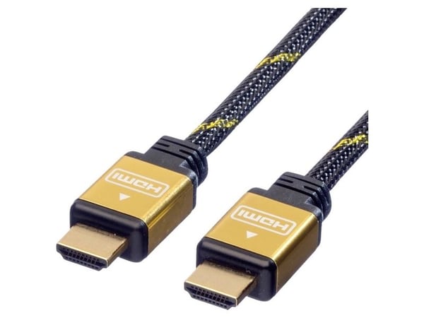 ROLINE GOLD HDMI High Speed Cable + Ethernet, M/M 7.5 m, Kulta, 7,5 mm