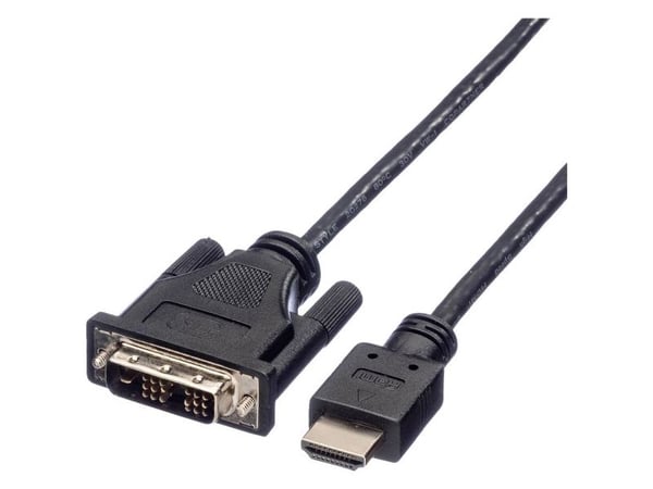 ROLINE 11.04.5519, 1 m, DVI-D, HDMI, Hankjønn, Hankjønn, Sort