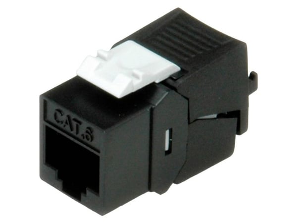 ROLINE Cat.6/Class E Keystone Jack, RJ-45, unshielded, toolless, black, Musta