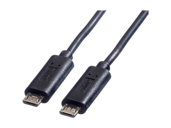 ROLINE USB 2.0, Micro B - Micro B, M/M, 0.3m, 0,3 m, Micro-USB B, Micro-USB B, USB 2.0, Hankjønn/hankjønn, Sort
