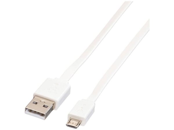 ROLINE USB 2.0, A - Micro B, M/M, 1m, 1 m, USB A, Micro-USB B, USB 2.0, Hankjønn/hankjønn, Hvit