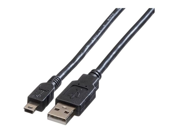 ROLINE 3m USB 2.0, 3 m, USB A, Mini-USB A, USB 2.0, Hankjønn/hankjønn, Sort