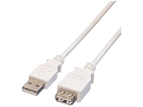 VALUE USB 2.0 Cable, Type A, 0.8 m, 0,8 m, USB A, USB A, Hankjønn/hunkjønn, 0,48 Gbit/s, Hvit